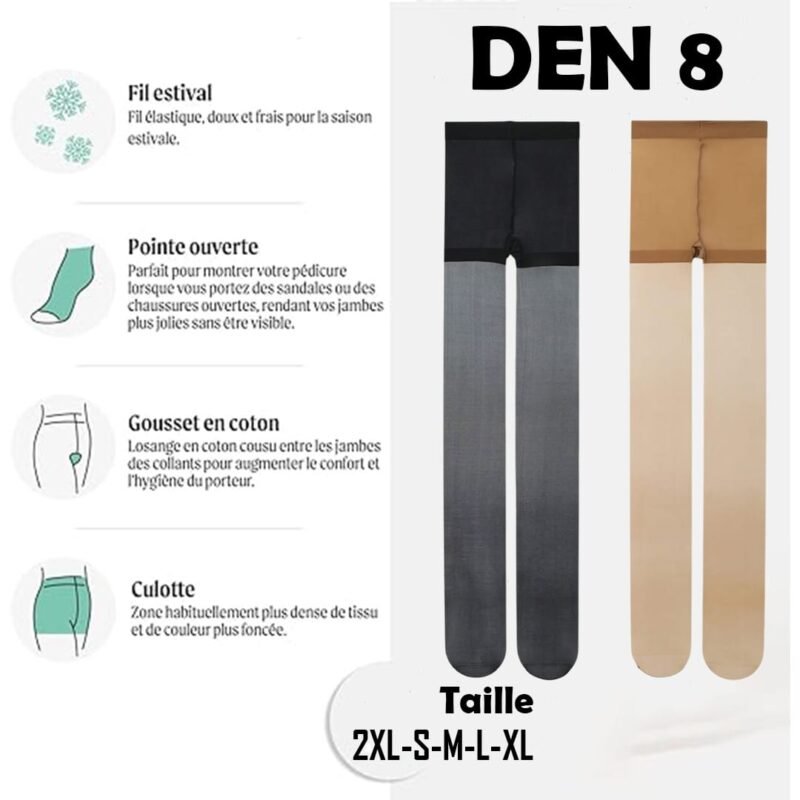 Collants Grande Taille Transparents Ultra-Résistants pour Femmes – 8 DEN