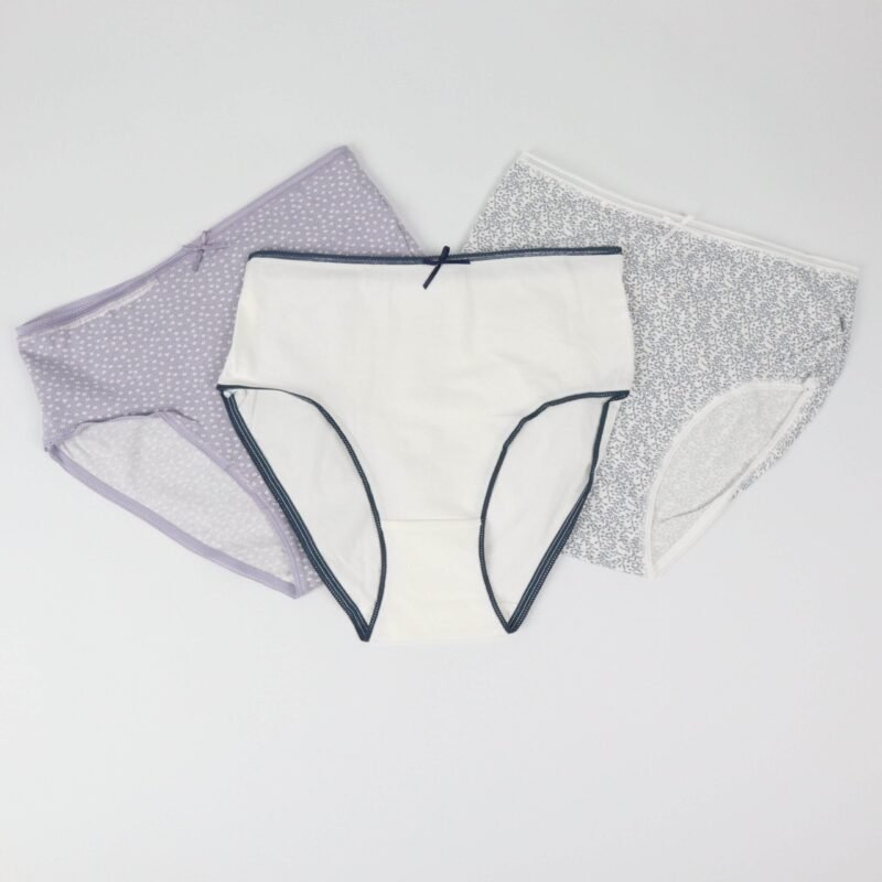 Pack de 3 Culottes Taille Haute Pointelle – Coton Premium 🌿