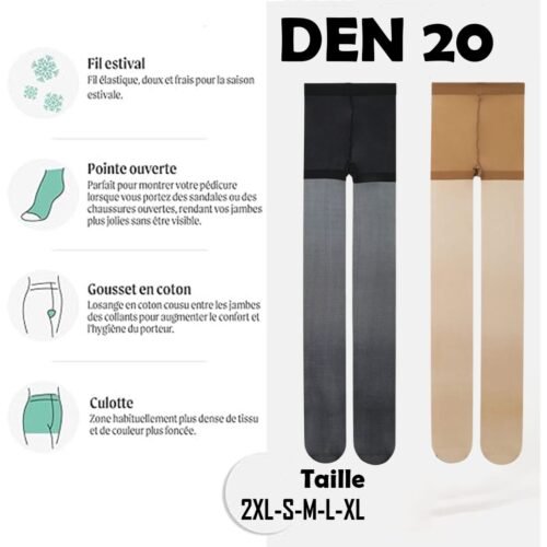 Collants Grande Taille Transparents Ultra-Résistants pour Femmes – 20 DEN